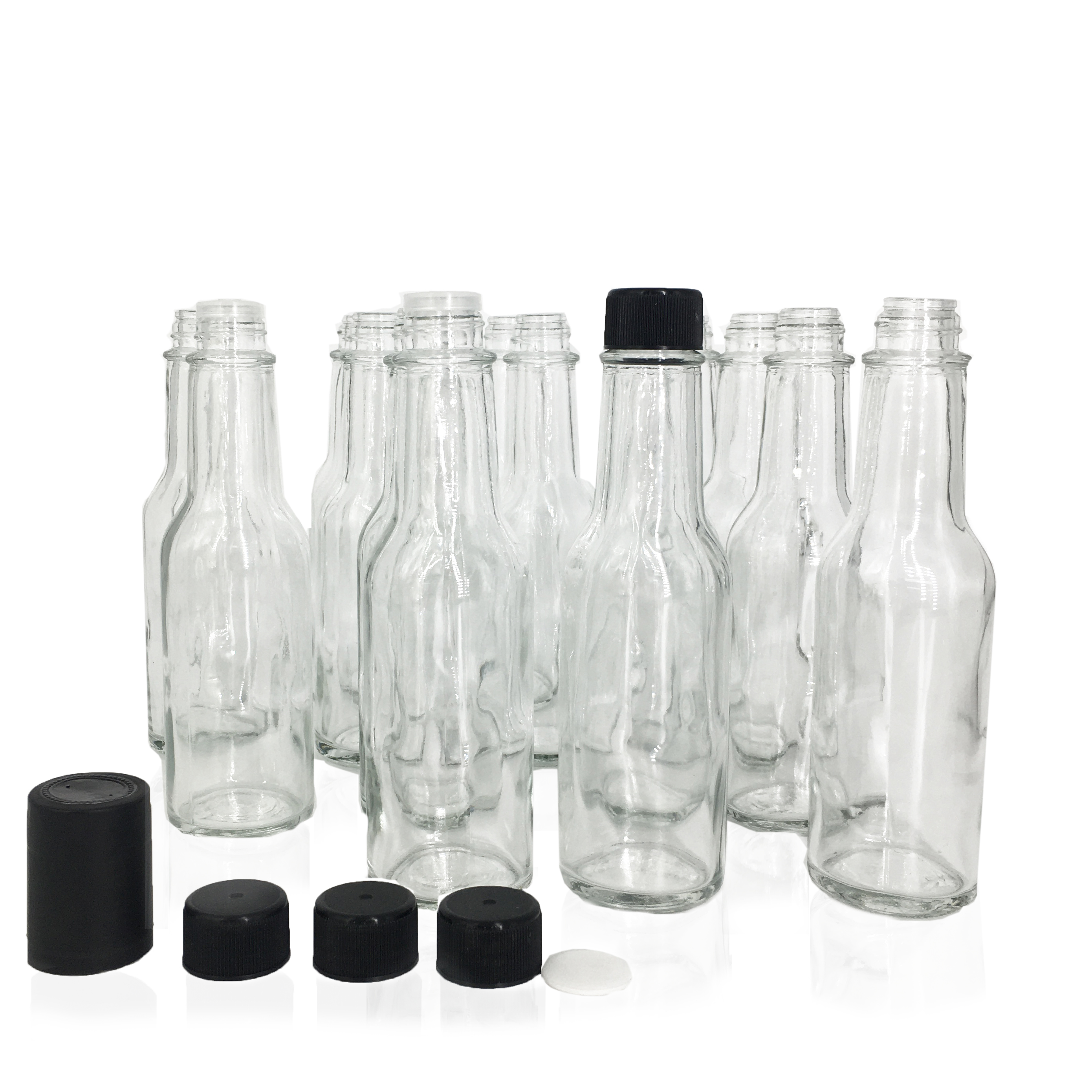 150ml 300ml narrow neck Hot Glass Sauce Woozy Bottle with screw caps and inner plug