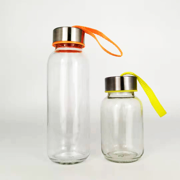150ml 300ml wholesale glass drinking mineral smart sports water bottles mini bubble tea glass bottles with color lid
