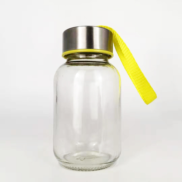 150ml 300ml wholesale glass drinking mineral smart sports water bottles mini bubble tea glass bottles with color lid