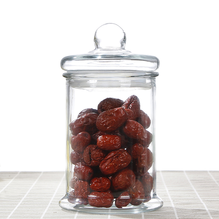 150ml 350ml 750ml 1250ml round sealed glass jar with glass lid for storing tea legumes and grains