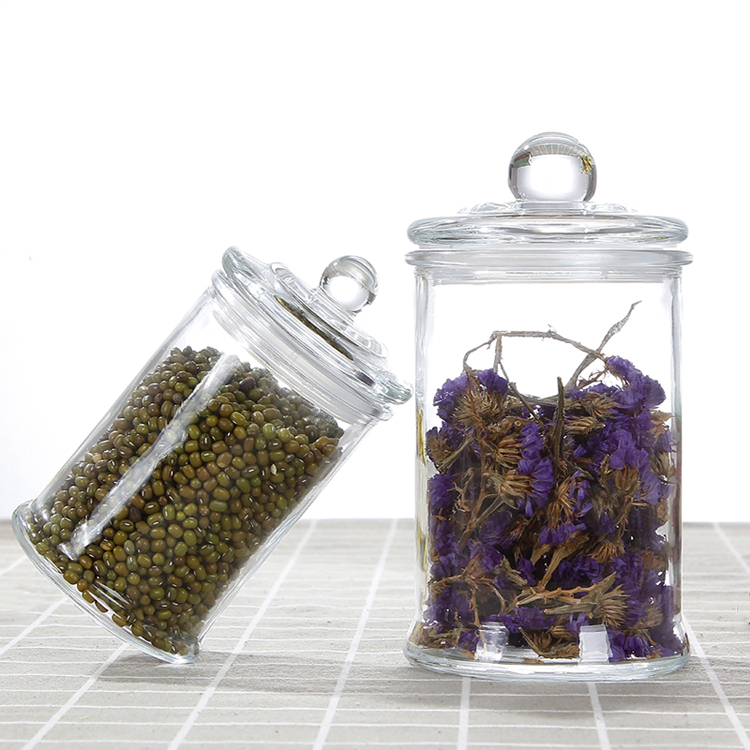 150ml 350ml 750ml 1250ml round sealed glass jar with glass lid for storing tea legumes and grains
