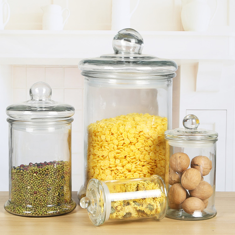 150ml 370ml 750ml airtight straight side glass storage jar with glass lid
