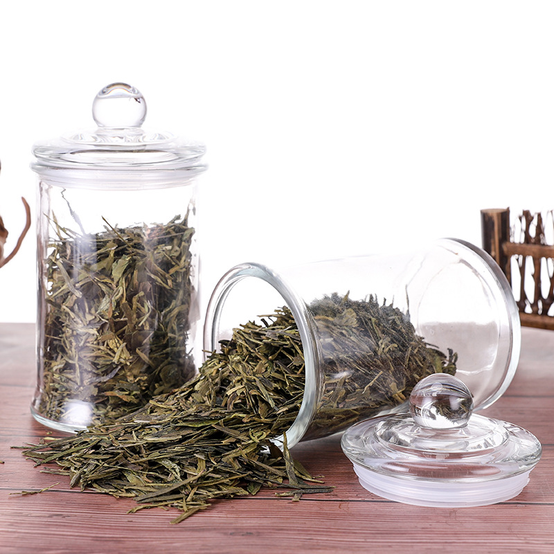 150ml 370ml 750ml airtight straight side glass storage jar with glass lid