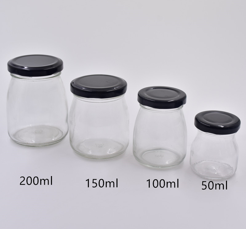 150ml 5 oz clear screw cap yogurt containers mousse milk pudding jar for oven baking heat resisting glass bottle with metal lids