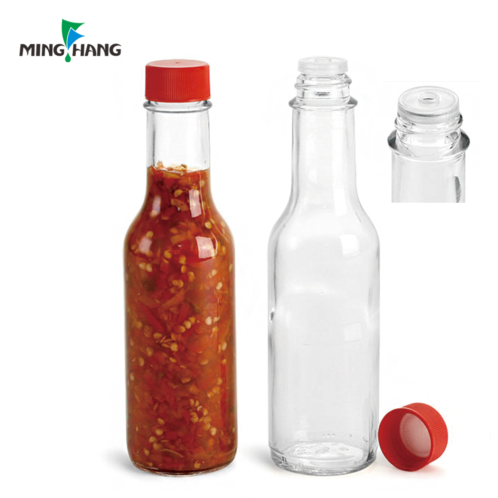 150ml 5oz Cheap Empty Hot Sauce Woozy Spice Chili Glass Bottle With Leak Proof Black Cap