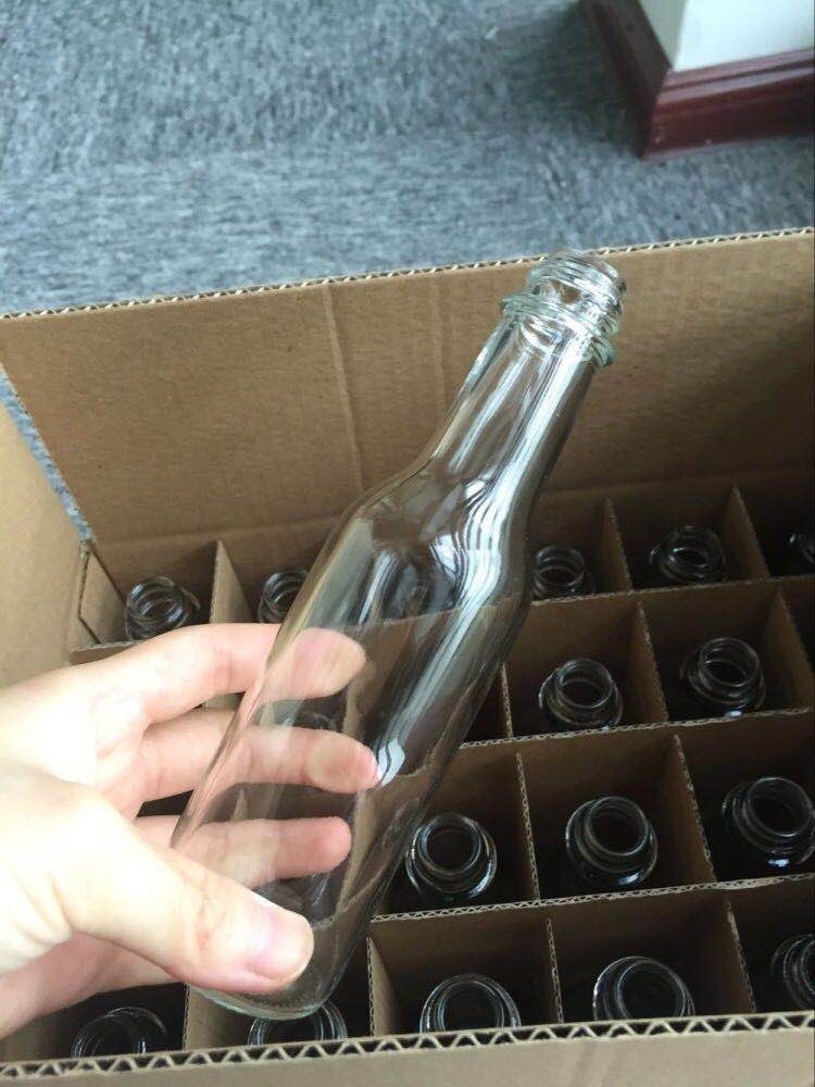 150ml 5oz clear glass sauce woozy bottle with 24-414 black screw cap and insert