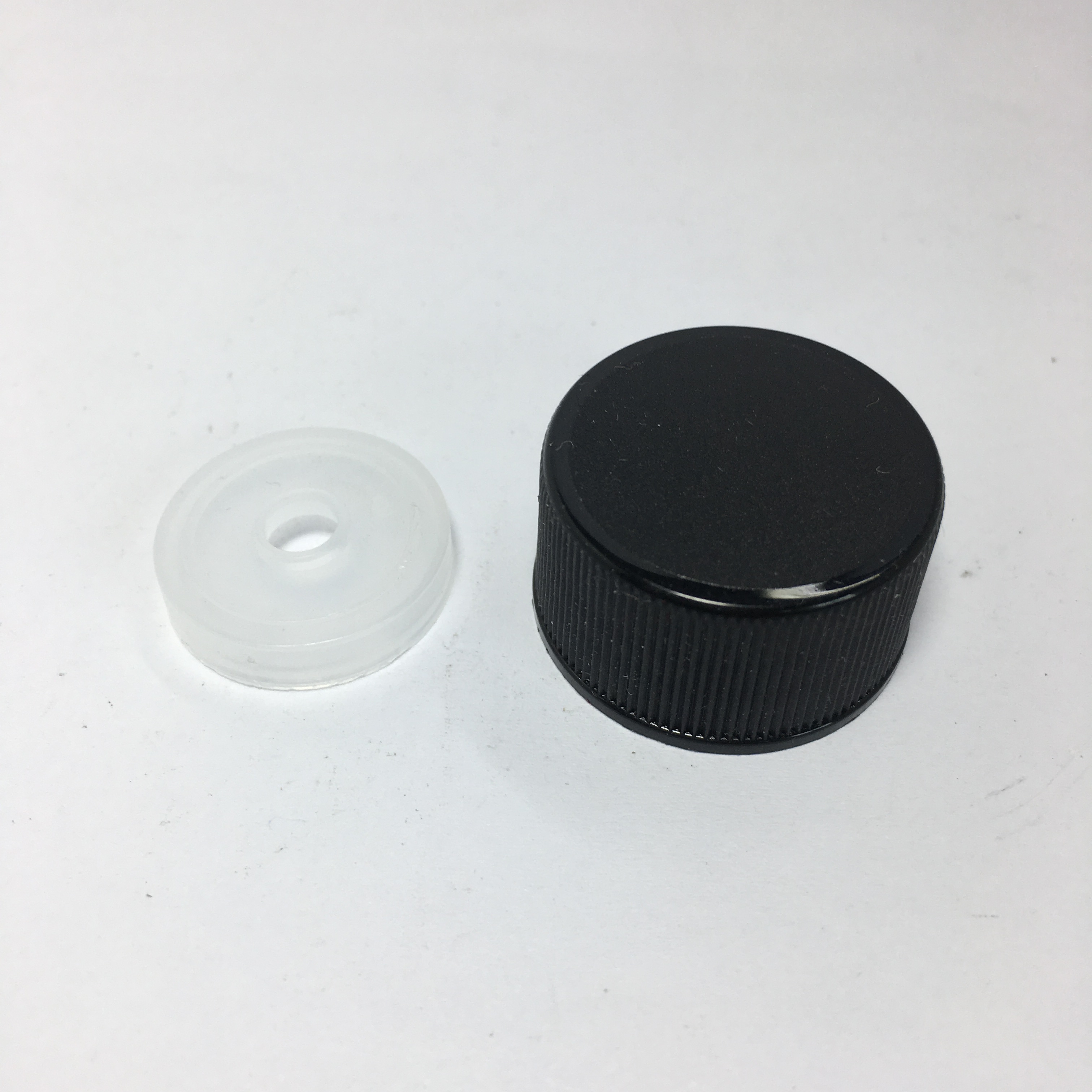 150ml 5oz clear glass sauce woozy bottle with 24-414 black screw cap and insert