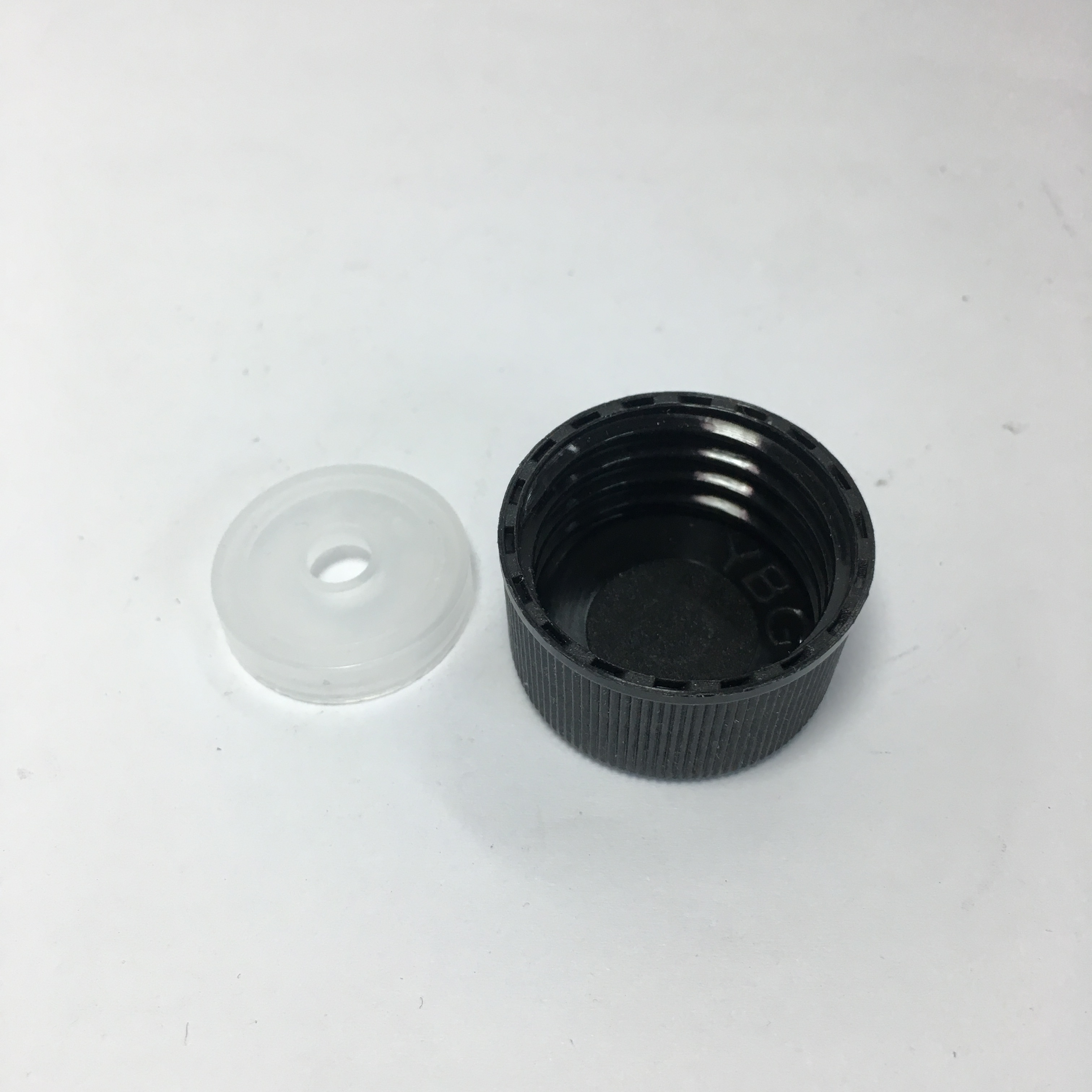 150ml 5oz clear glass sauce woozy bottle with 24-414 black screw cap and insert
