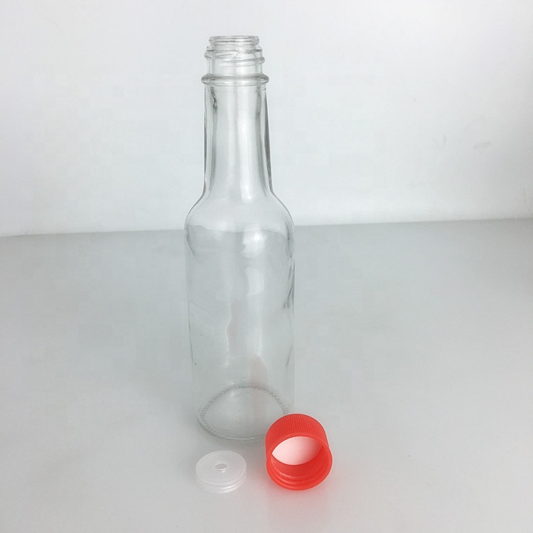 150ml 5oz clear glass woozy hot sauce bottle with plastic screw lid