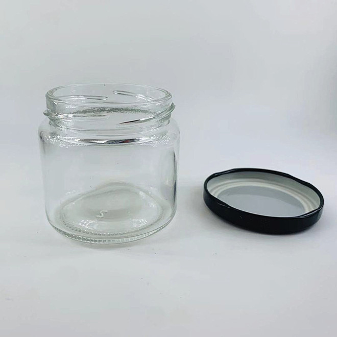 150ml 5oz clear round nutella jam honey food glass jar container with metal lid