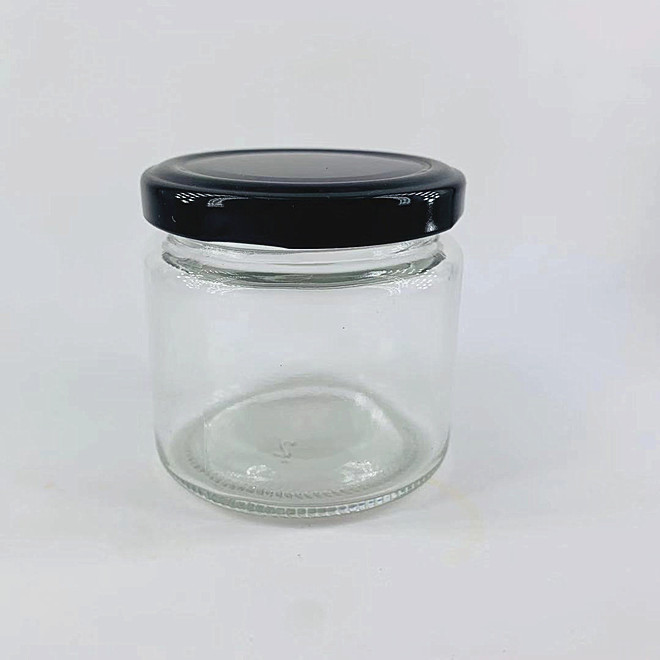 150ml 5oz clear round nutella jam honey food glass jar container with metal lid