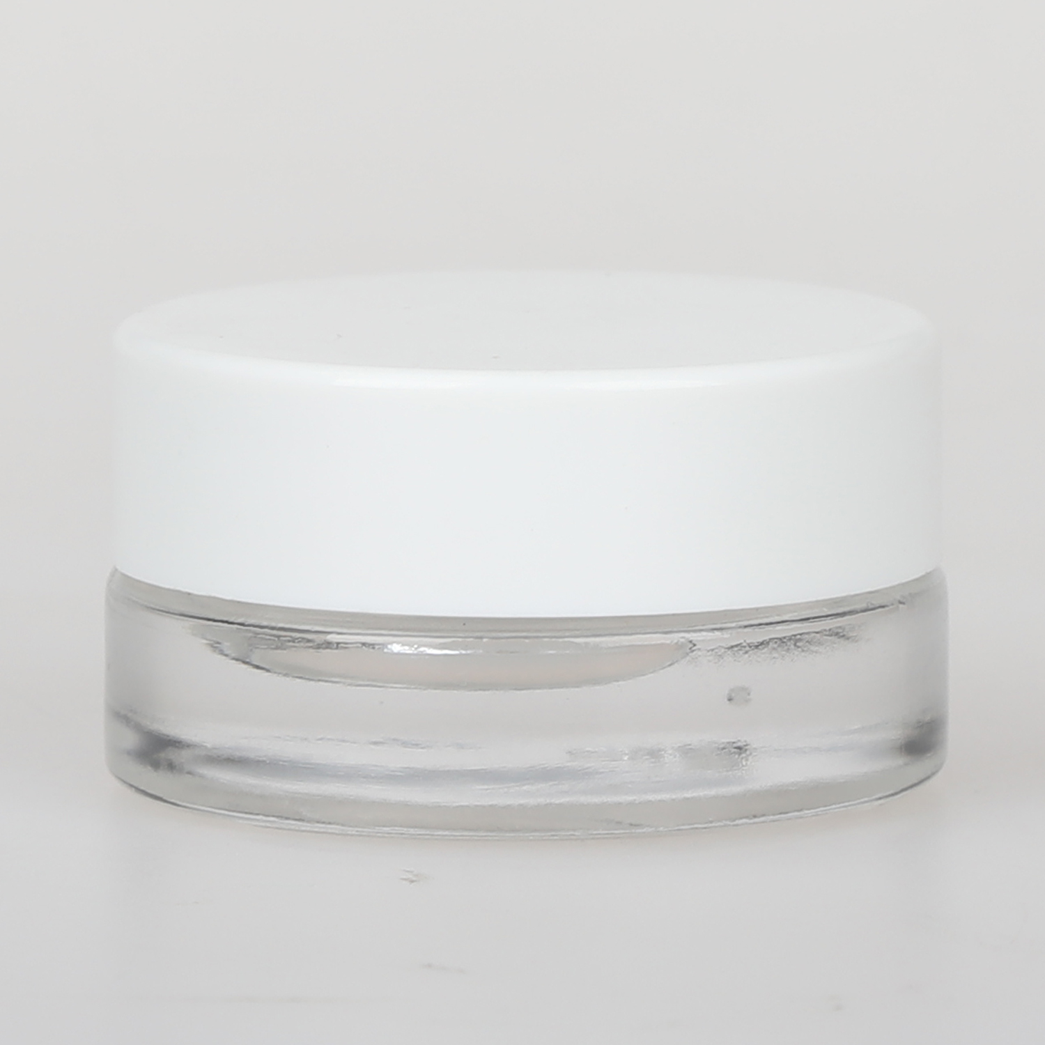 150ml 5oz factory OEM logo cosmetic jar for face scrub cream round clear glass CBD rosin wax storage jar without CR plastic caps