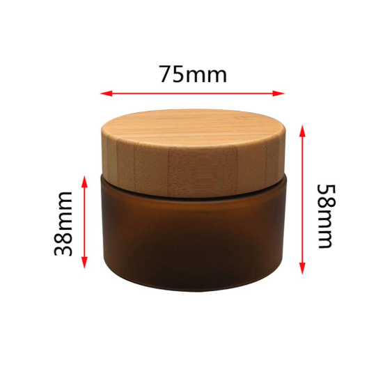150ml 5oz frosted glass amber jar bamboo cap