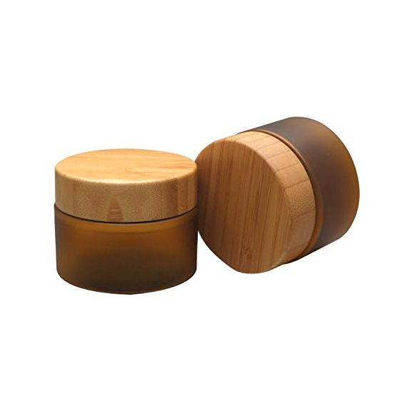 150ml 5oz frosted glass amber jar bamboo cap