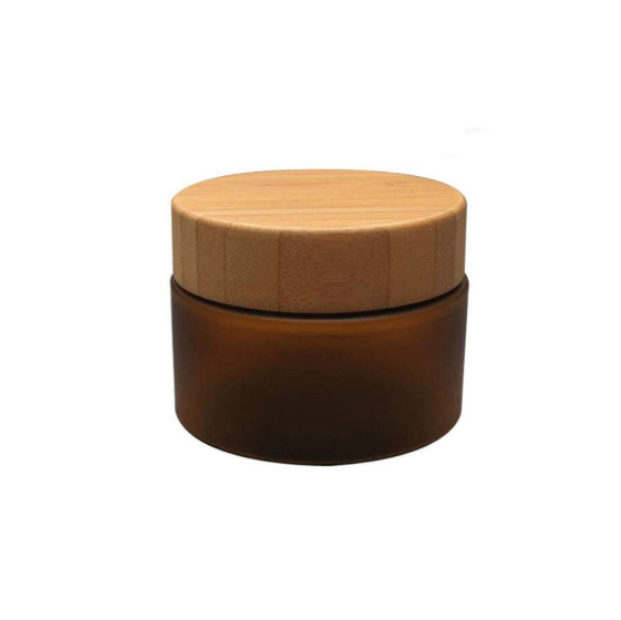 150ml 5oz frosted glass amber jar bamboo cap