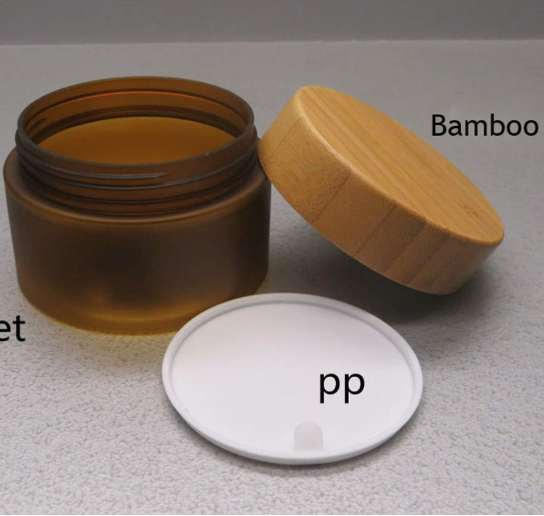 150ml 5oz frosted glass amber jar bamboo cap