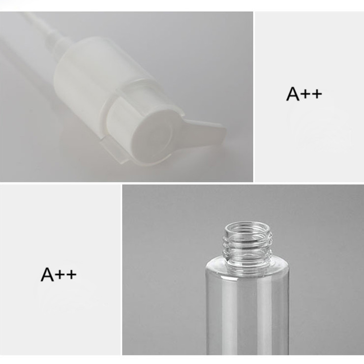 150ml Cylinder Clear Empty Pharma PET Bottles with White PP Lotion Pump 24/410