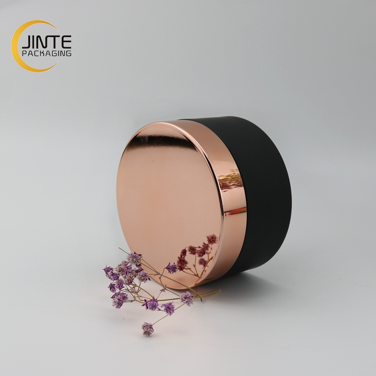 150ml Empty Jar Matte Black PETG Cosmetic Plastic Container Jars with Rose Gold Lid for Body Butter