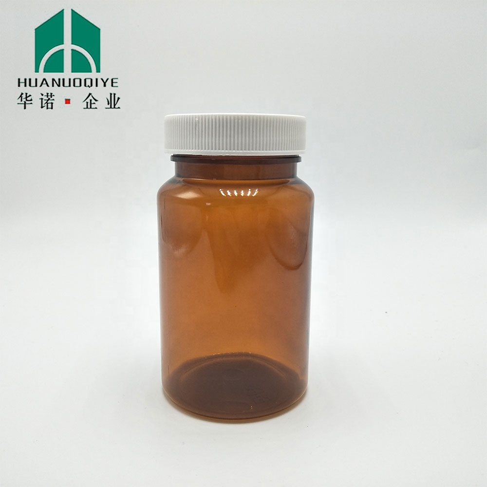 150ml Plastic PET Pharmacy Medical Supplement Amber Pill Bottle with White Screw Cap for Capsules and Softgels