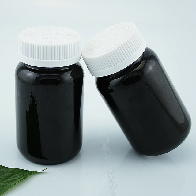 150ml black wide-mouth glass bottle medical pill bottles with silver aluminum lid