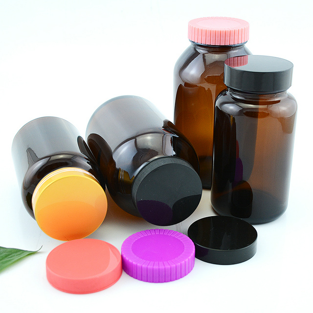 150ml black wide-mouth glass bottle medical pill bottles with silver aluminum lid