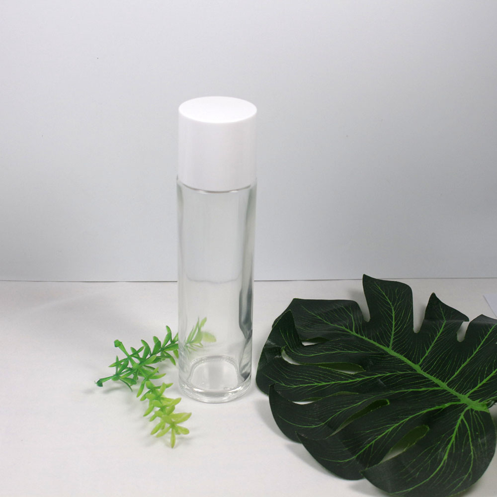150ml clear glass Toner bottle with silver white cover high-capacity container