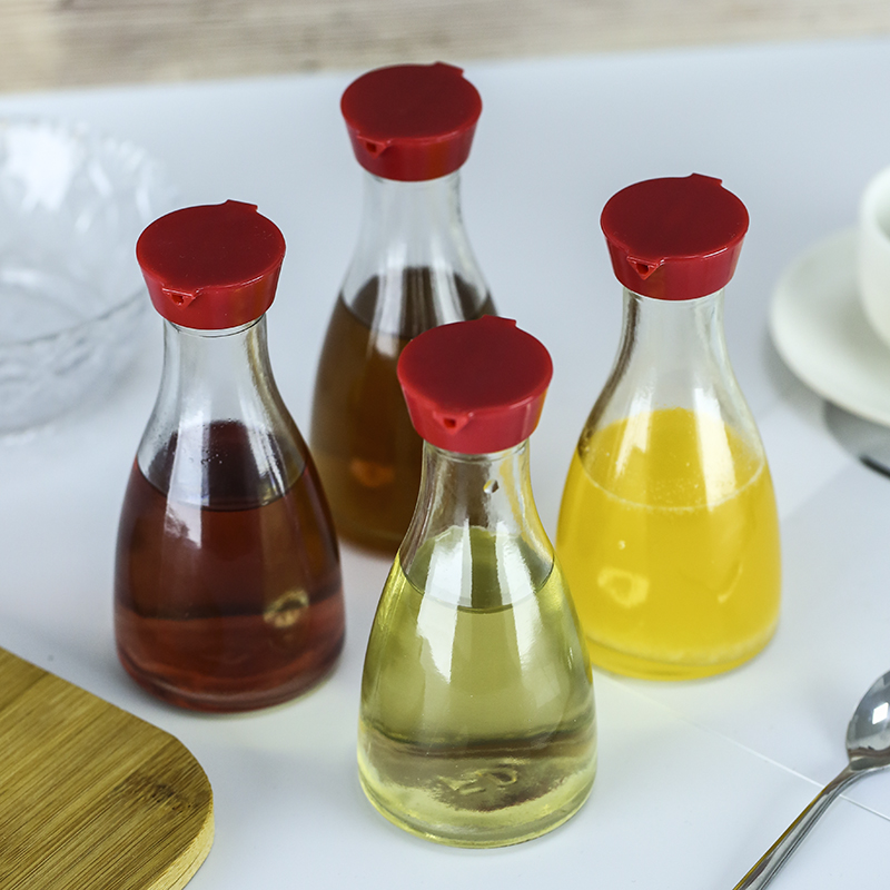 150ml clear plastic cover glass bbq sauce bottle in packaging,manufacturer soy sauce bottle with plastic cap