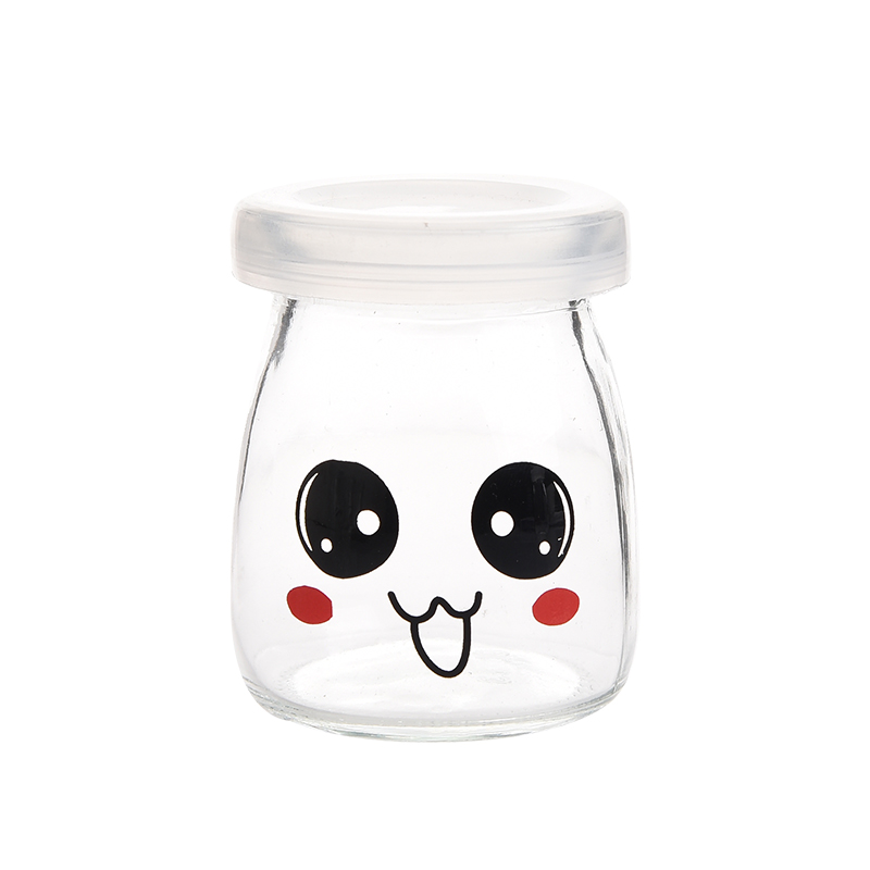 150ml customized logo glass jelly jar glass dessert jar with white plastic cap frasco de vidrio