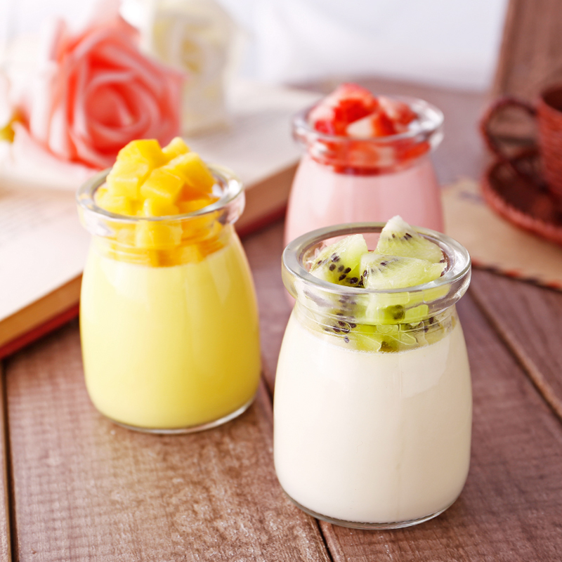 150ml customized logo glass jelly jar glass dessert jar with white plastic cap frasco de vidrio