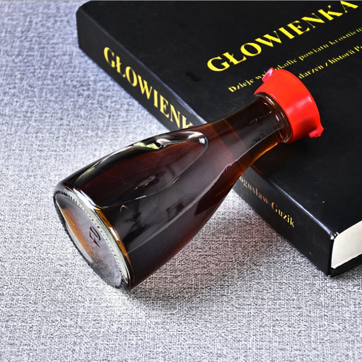150ml dining table condiment kitchen sesame oil pot soy sauce vinegar glass bottle with plastic red cap
