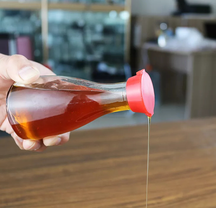 150ml dining table condiment kitchen sesame oil pot soy sauce vinegar glass bottle with plastic red cap