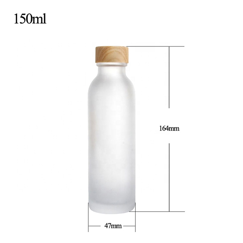 150ml frosted glass cream jar and bottle with bamboo cap
