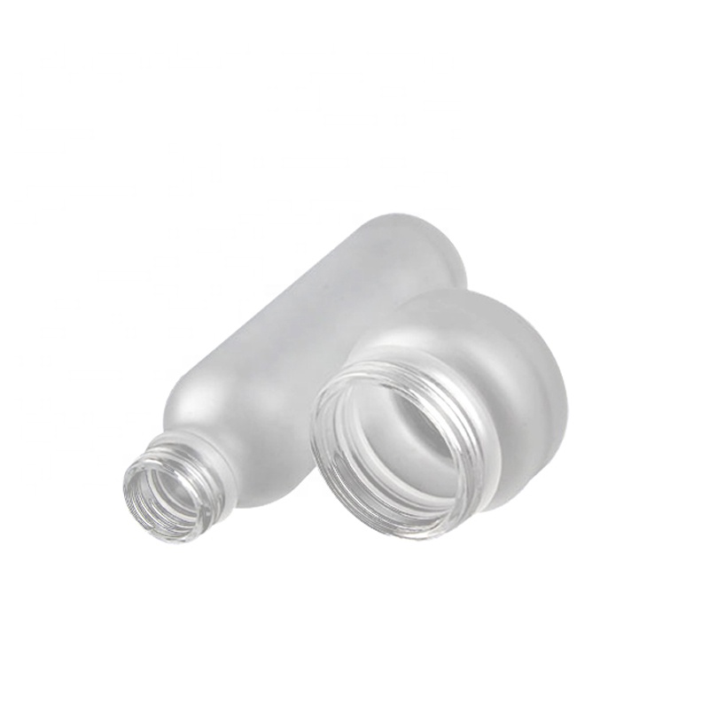 150ml frosted glass cream jar and bottle with bamboo cap