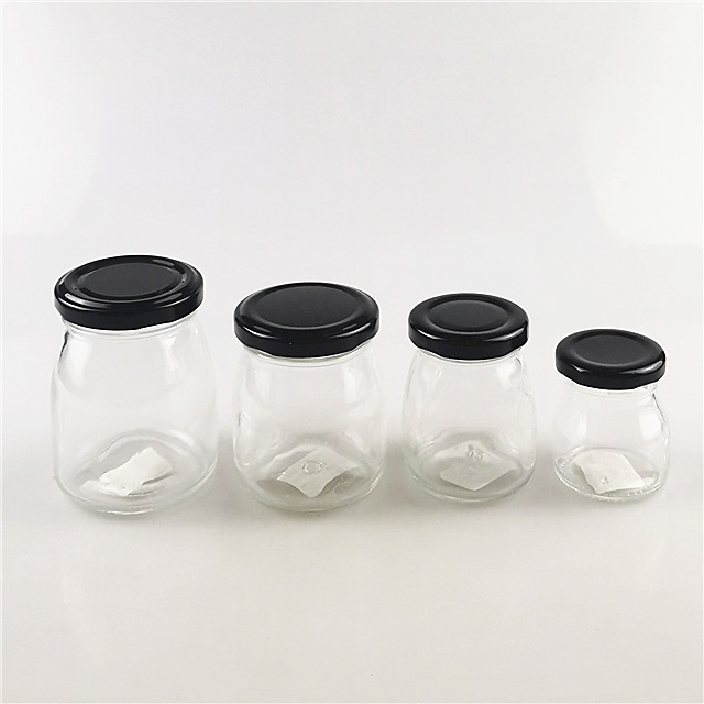 150ml glass containers storage jar food for pudding with metal lid