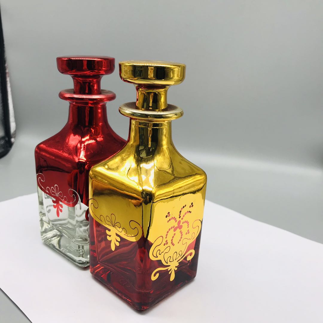150ml gold silver painting glass decanter for attar perfume oil display