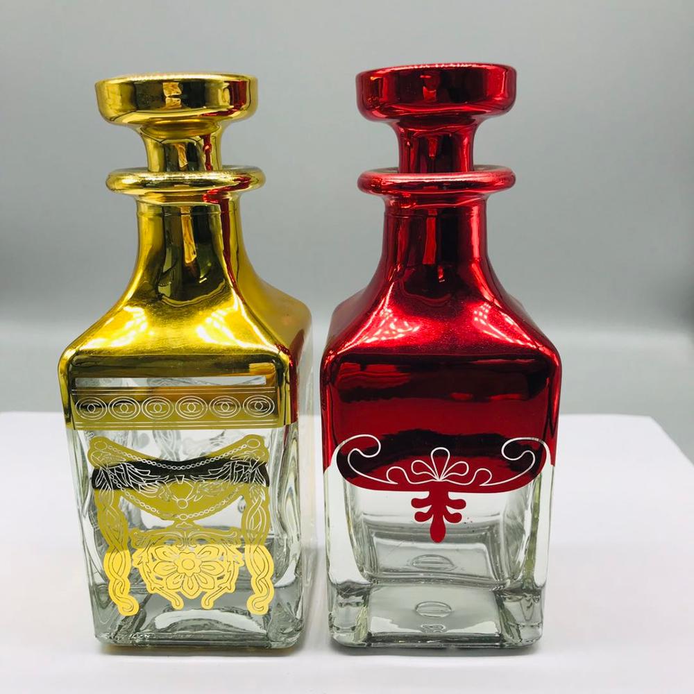 150ml gold silver painting glass decanter for attar perfume oil display