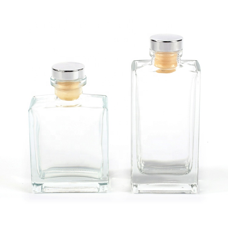 150ml rectangle shape clear glass diffuser glass bottle air aroma with cork