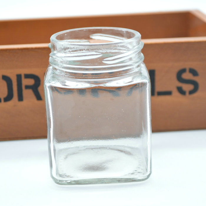 150ml square clear glass jar for jam and pickle with metal lid