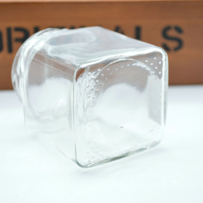 150ml square clear glass jar for jam and pickle with metal lid