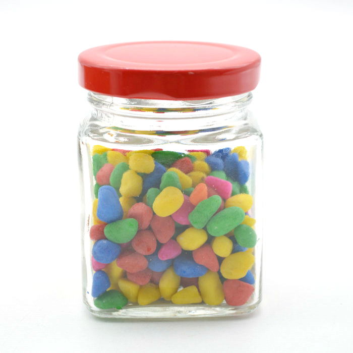150ml square clear glass jar for jam and pickle with metal lid