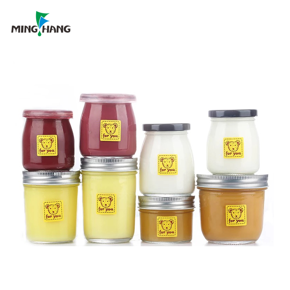 150ml yogurt glass jar/pudding glass bottle 200ml yogurt pudding glass jar with aluminum plastic cap