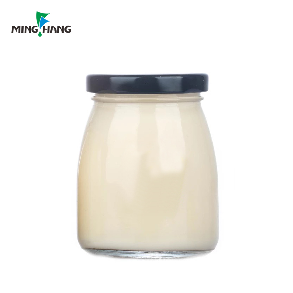 150ml yogurt glass jar/pudding glass bottle 200ml yogurt pudding glass jar with aluminum plastic cap