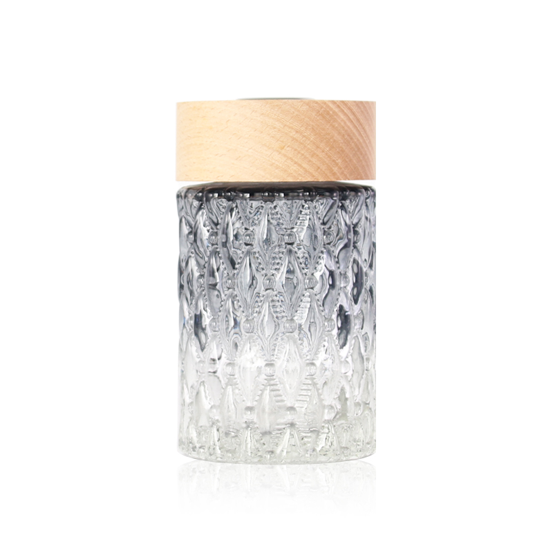155ml round empty custom gradient color glass reed diffuser bottle with wood lid