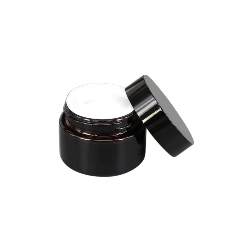 15Ml 30Ml 50Ml Cosmetic Amber Glass Empty Cream Jar With black Cap