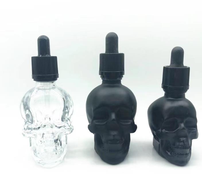 15Ml 30Ml 50Ml black Skull Head Glass Dropper Bottle For Essential Oil