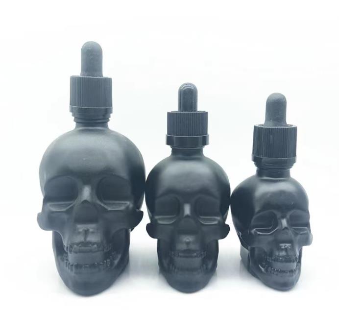 15Ml 30Ml 50Ml black Skull Head Glass Dropper Bottle For Essential Oil