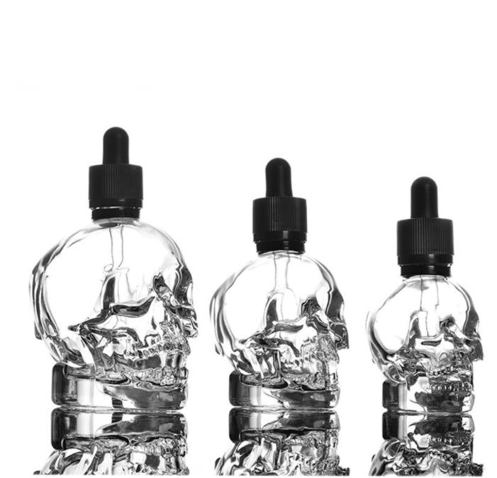 15Ml 30Ml 50Ml black Skull Head Glass Dropper Bottle For Essential Oil