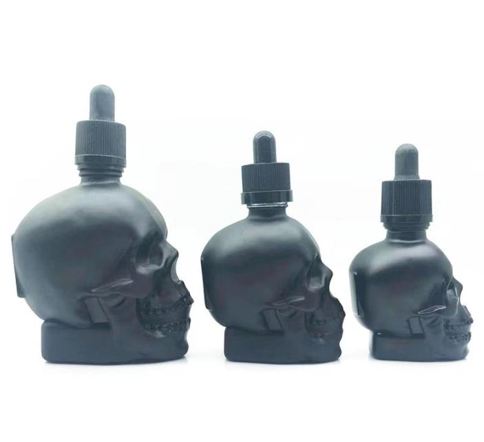 15Ml 30Ml 50Ml black Skull Head Glass Dropper Bottle For Essential Oil