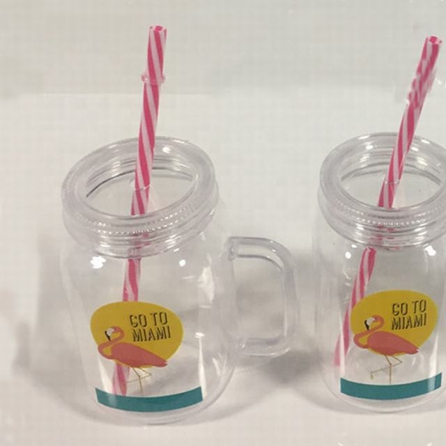 15OZ Transparent Fruit Juice Cool Drink Glass Cup Mug Mason Jar Lemon Bottle With Cover Straw Sport Water Bottle