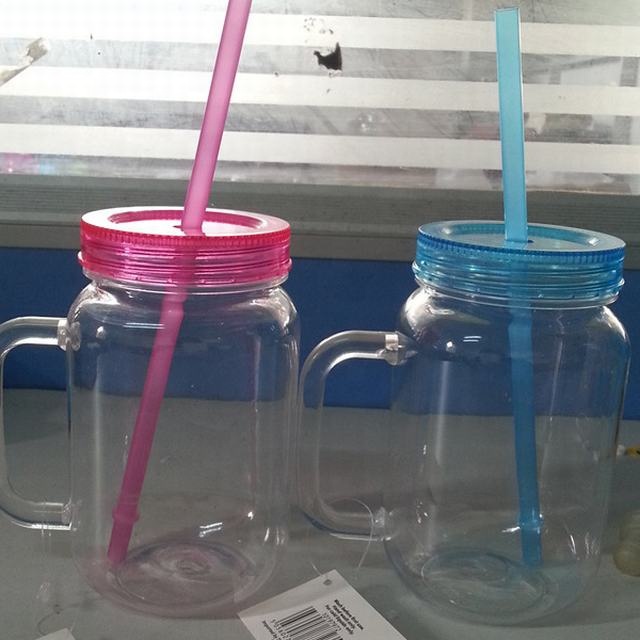 15OZ Transparent Fruit Juice Cool Drink Glass Cup Mug Mason Jar Lemon Bottle With Cover Straw Sport Water Bottle